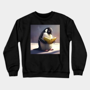 Penguin Peacefully Reading a Book Crewneck Sweatshirt